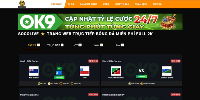 Socolive kênh xem trực tiếp bóng đá chất lượng cao
